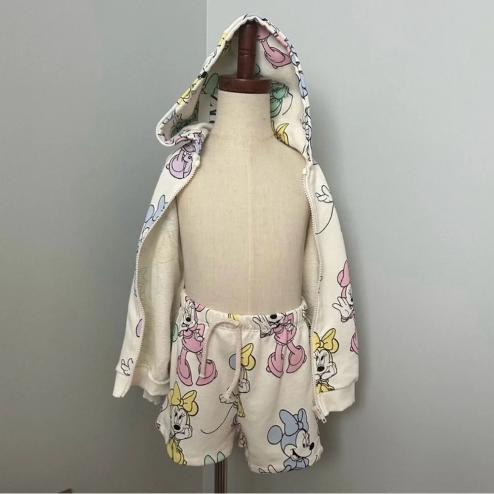 ZARA TODDLER GIRL MINNIE MOUSE PLUSH JACKET & SHORTS